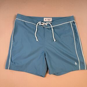 Original Penguin by Munsingwear  Board Shorts Swim Trunks 34 Teal 80s Gym Style